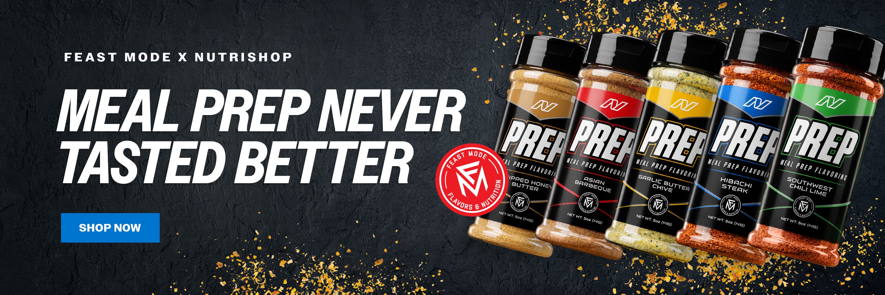 Feast Mode X Nutrishop. Meal Prep Never Tasted Better. Shop Now